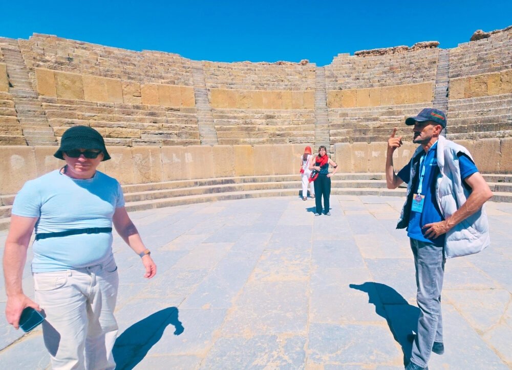 Local guide Toufik leading Timgad tour